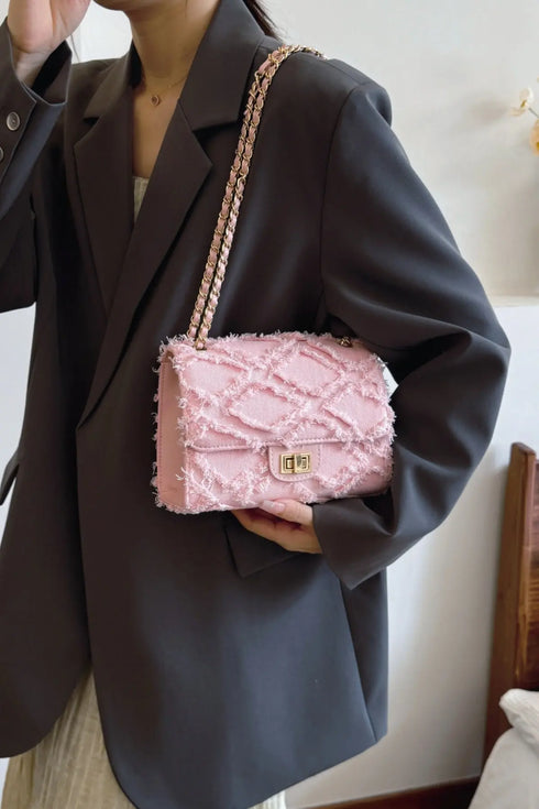 'Kehlani' Textured Denim Crossbody Bag - Celes Fashion